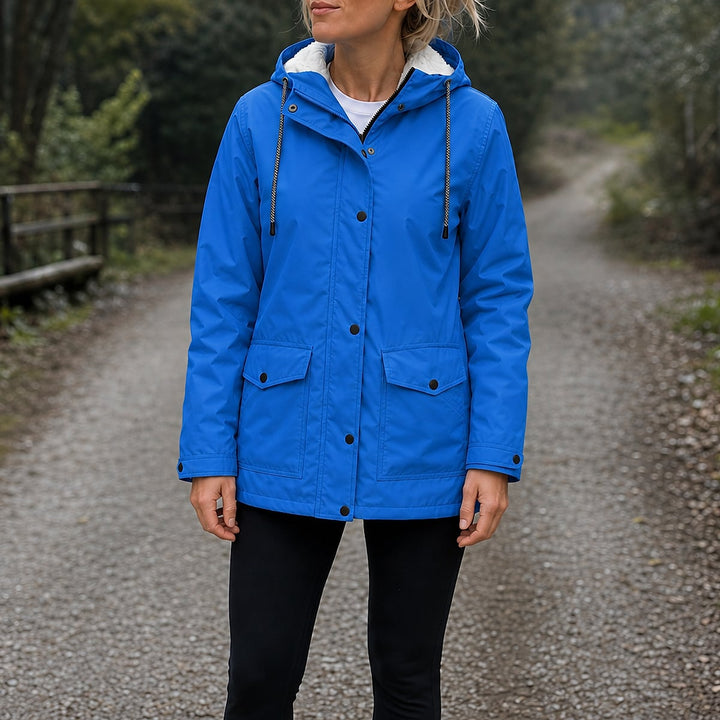 Women's Fleece Lined Jacket in Blue, front view