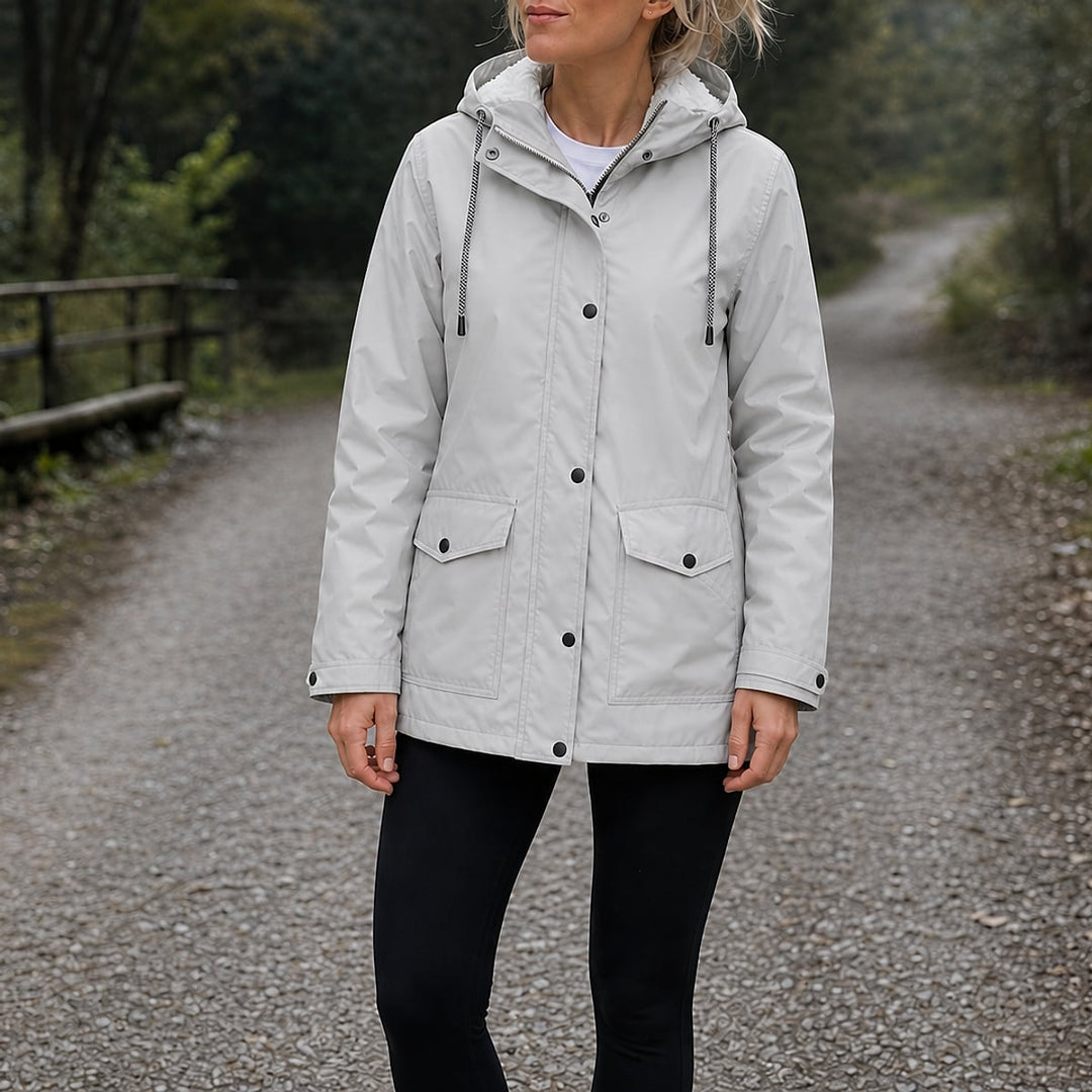 Women's Fleece Lined Jacket in White, front view