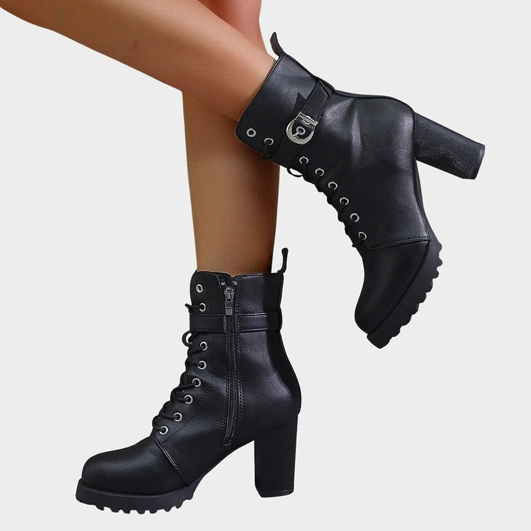 Women's Block Heel Combat Boots, side view