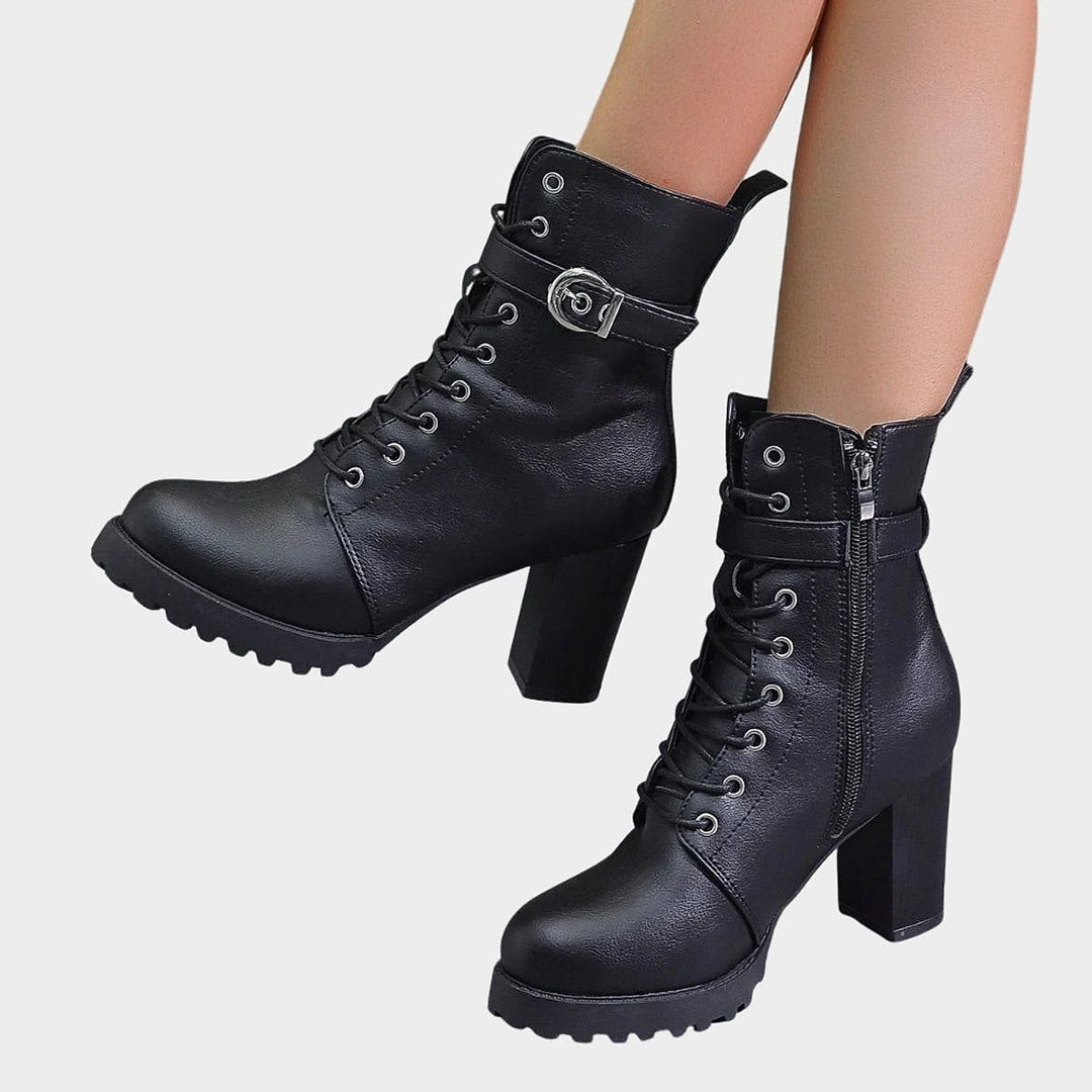 Women's Block Heel Combat Boots, front view