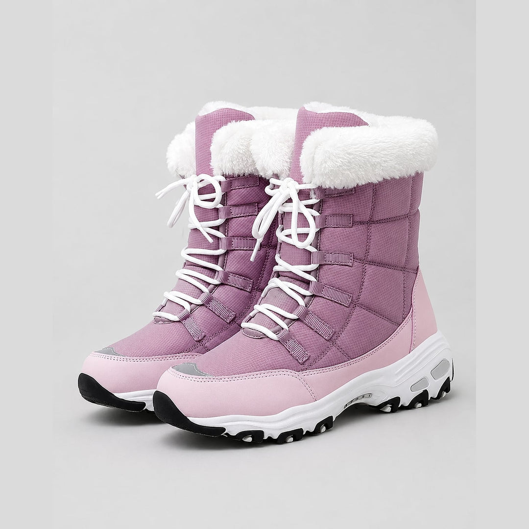 Women's Snow Boots in Pink, front view