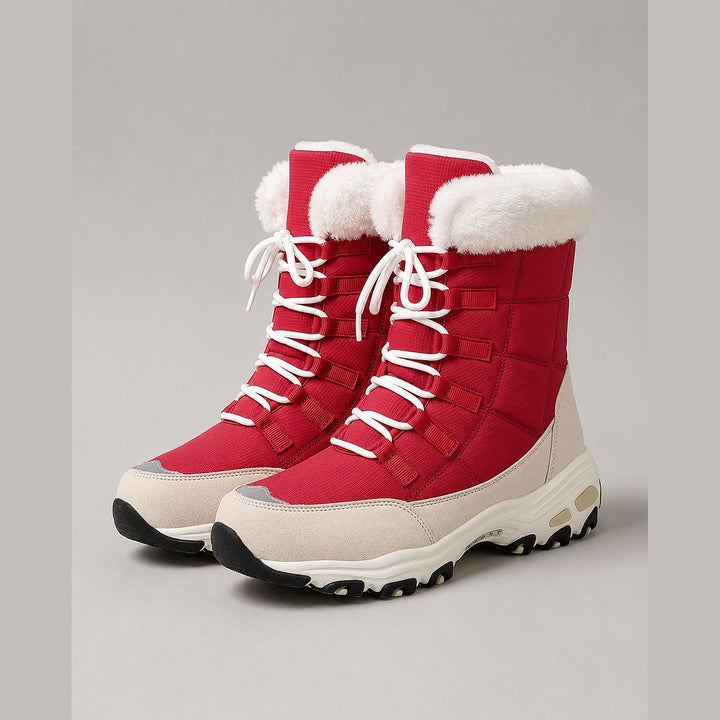 Women's Snow Boots in Red, front view