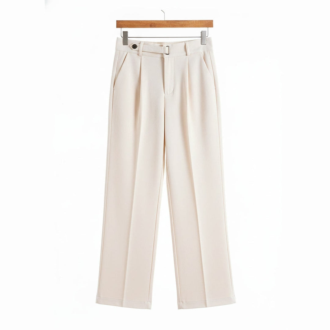 Women's Tailored Work Pants in Cream, front view