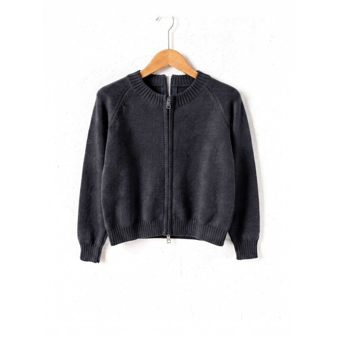 Women's Zip Up Cardigan in Gray, front view