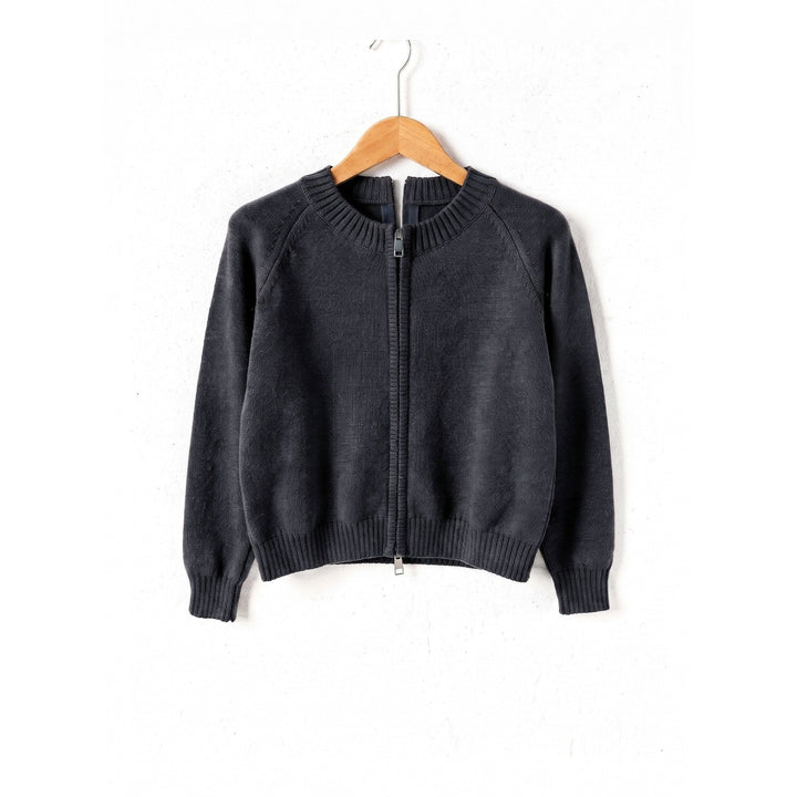Women's Zip Up Cardigan in Gray, front view