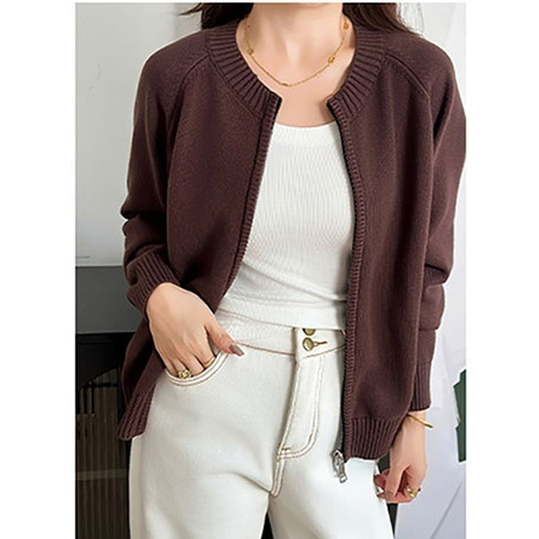 Women's Zip Up Cardigan, front view 2