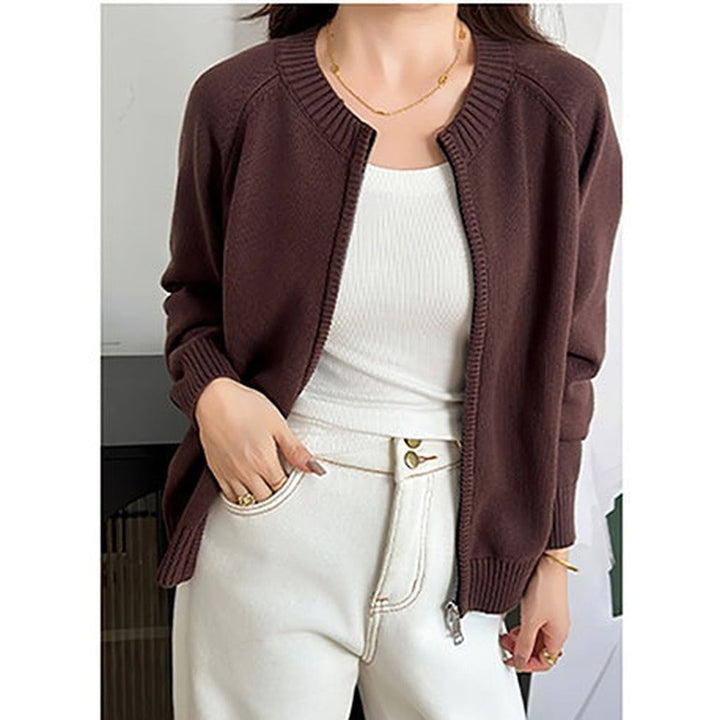 Women's Zip Up Cardigan, front view 2