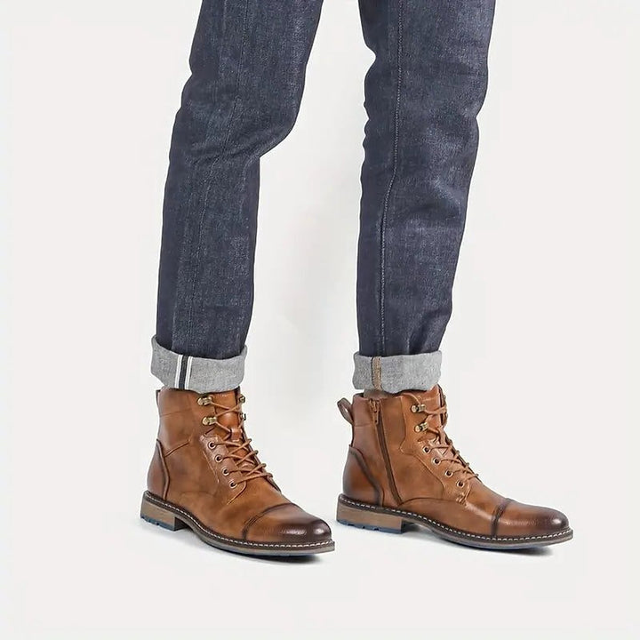 Men's Cap Toe Lace Up Boots, front view 2