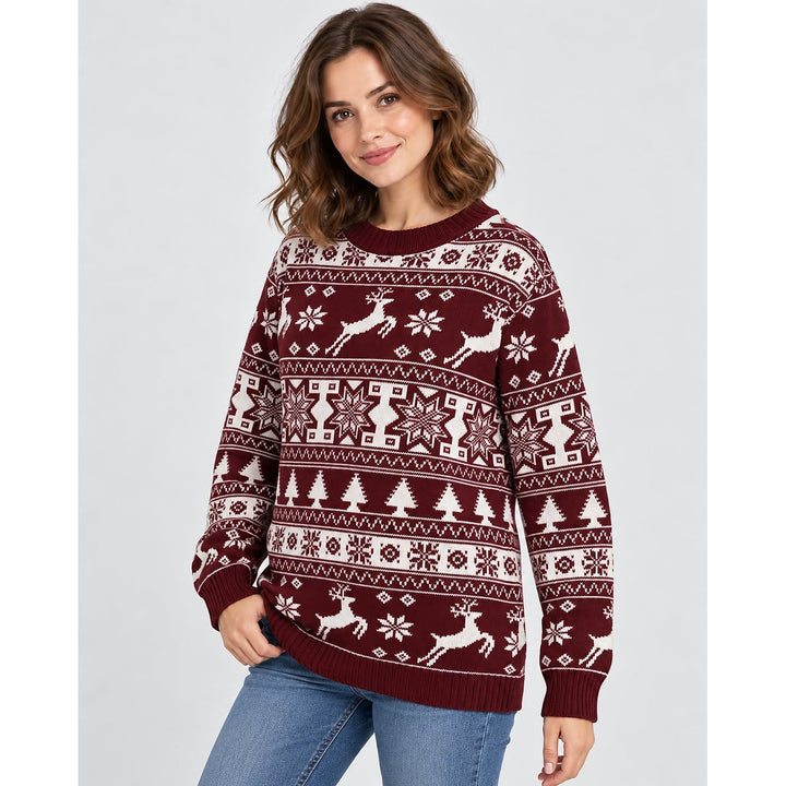 Women's Fair Isle Christmas Sweater, front view 3