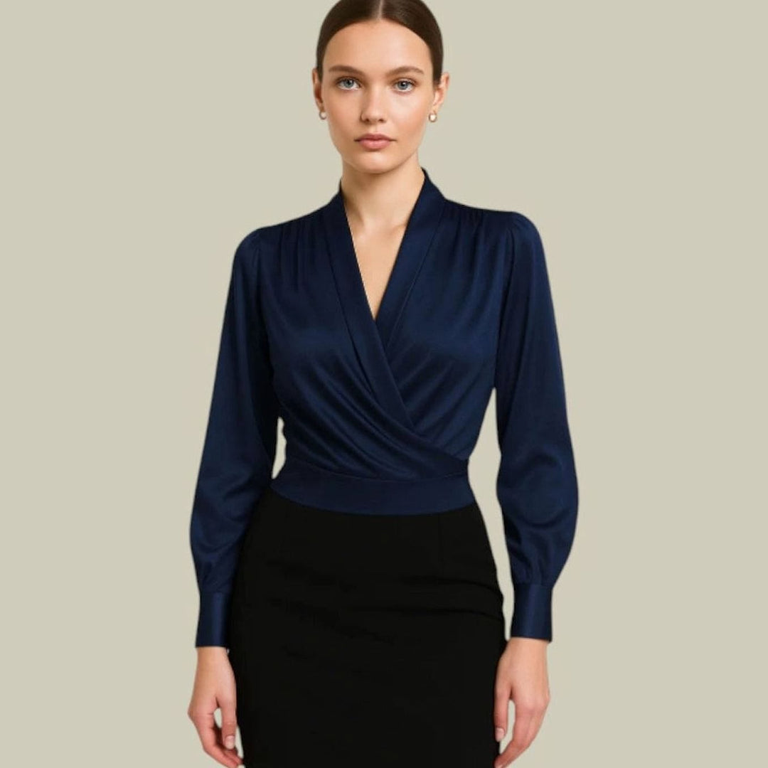 Women’s Satin Wrap Blouse, front view