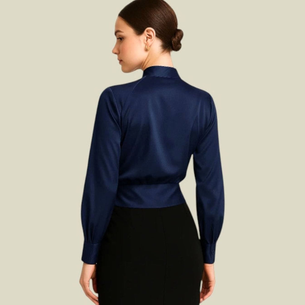 Women’s Satin Wrap Blouse, back view