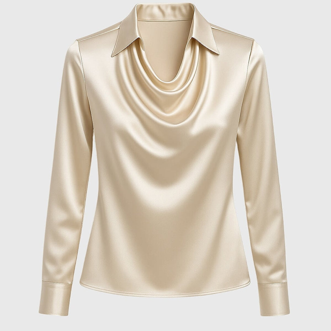 Women's Cowl Neck Long Sleeve Top, detail view