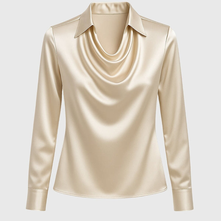 Women's Cowl Neck Long Sleeve Top, detail view