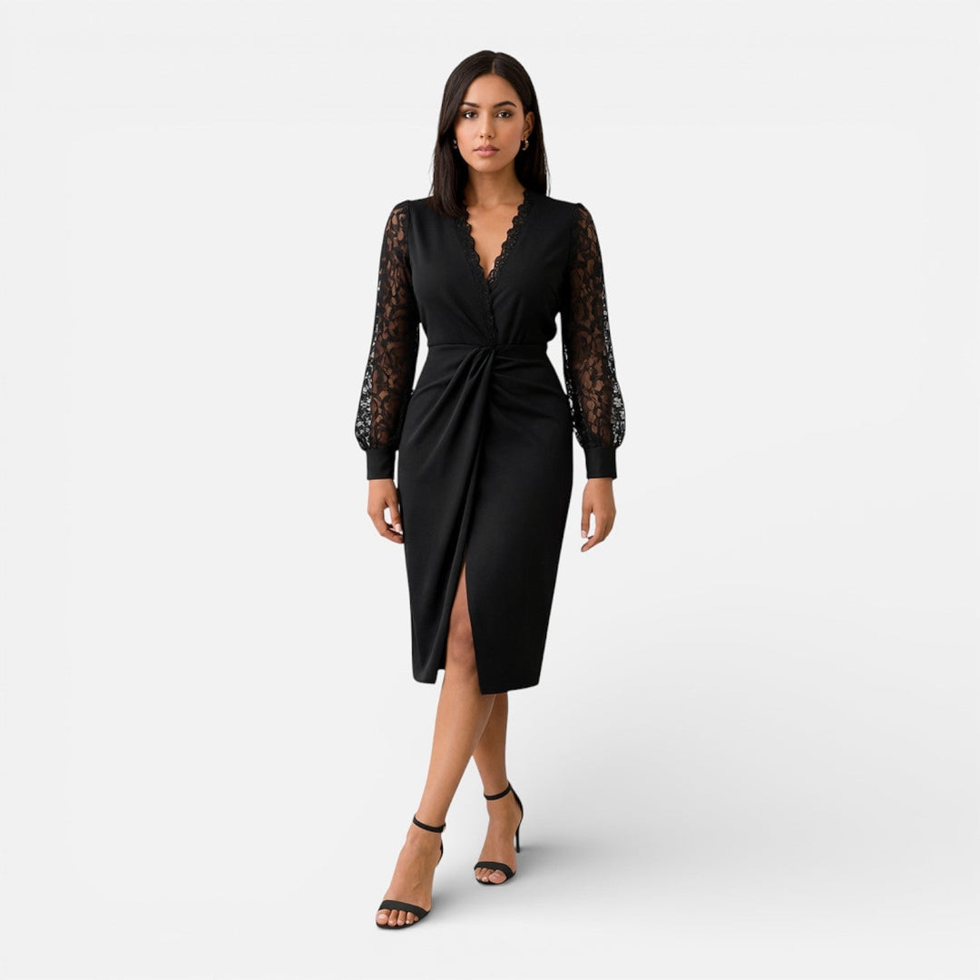 Women's Black Midi Dress, front view