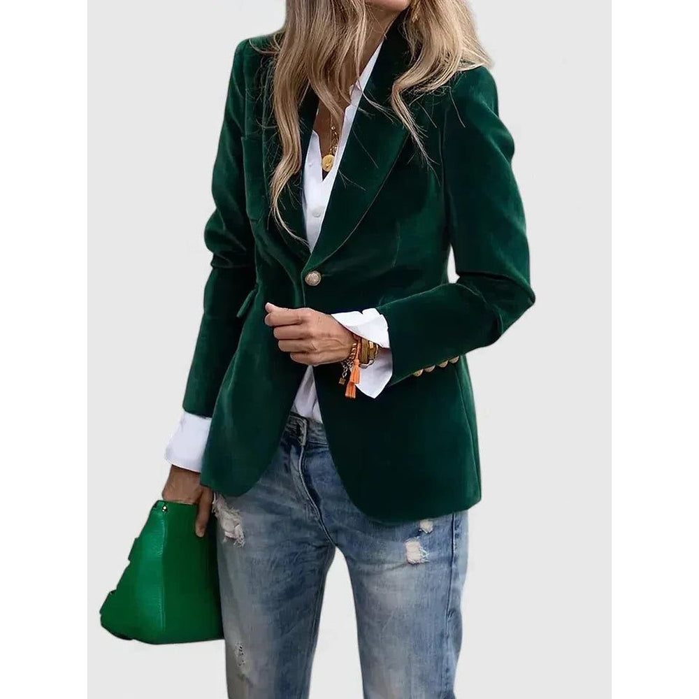 Women's Velvet Blazer, front view 2