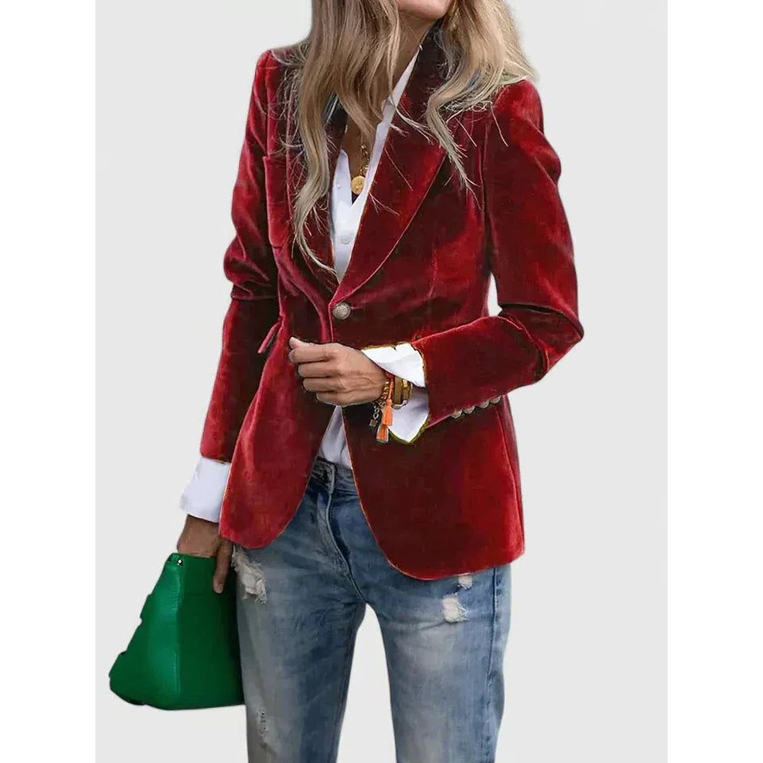 Women's Velvet Blazer, front view 3