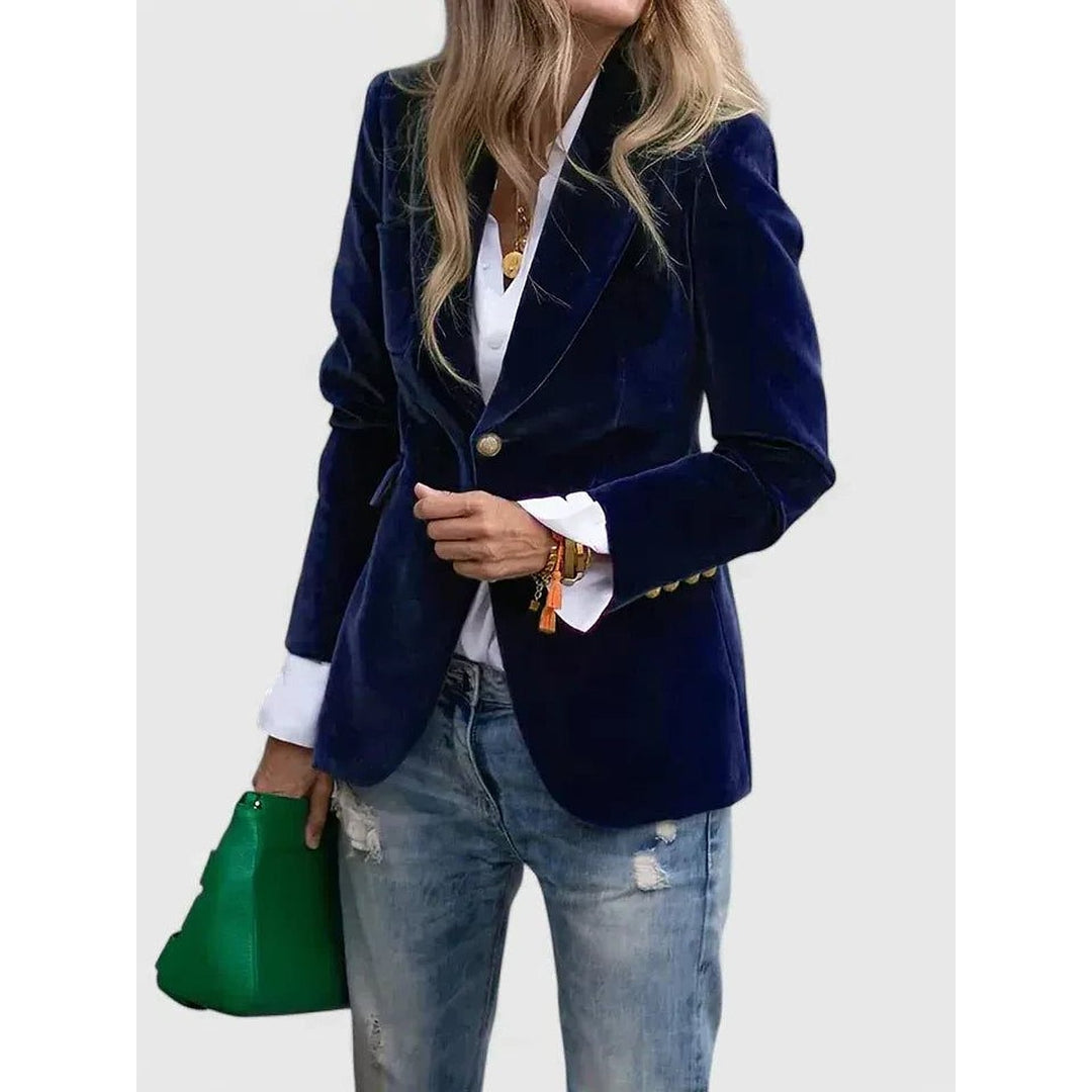Women's Velvet Blazer, front view 4