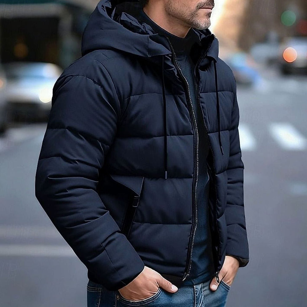 Men's Puffer Jacket in Blue, front view