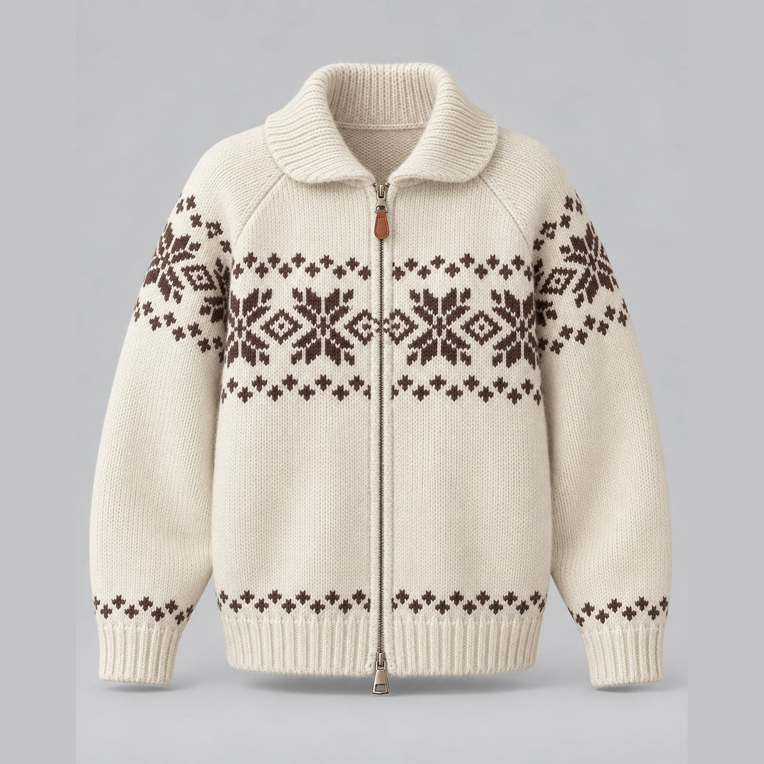 Women's Festive Knit Cardigan in Beige, detail view