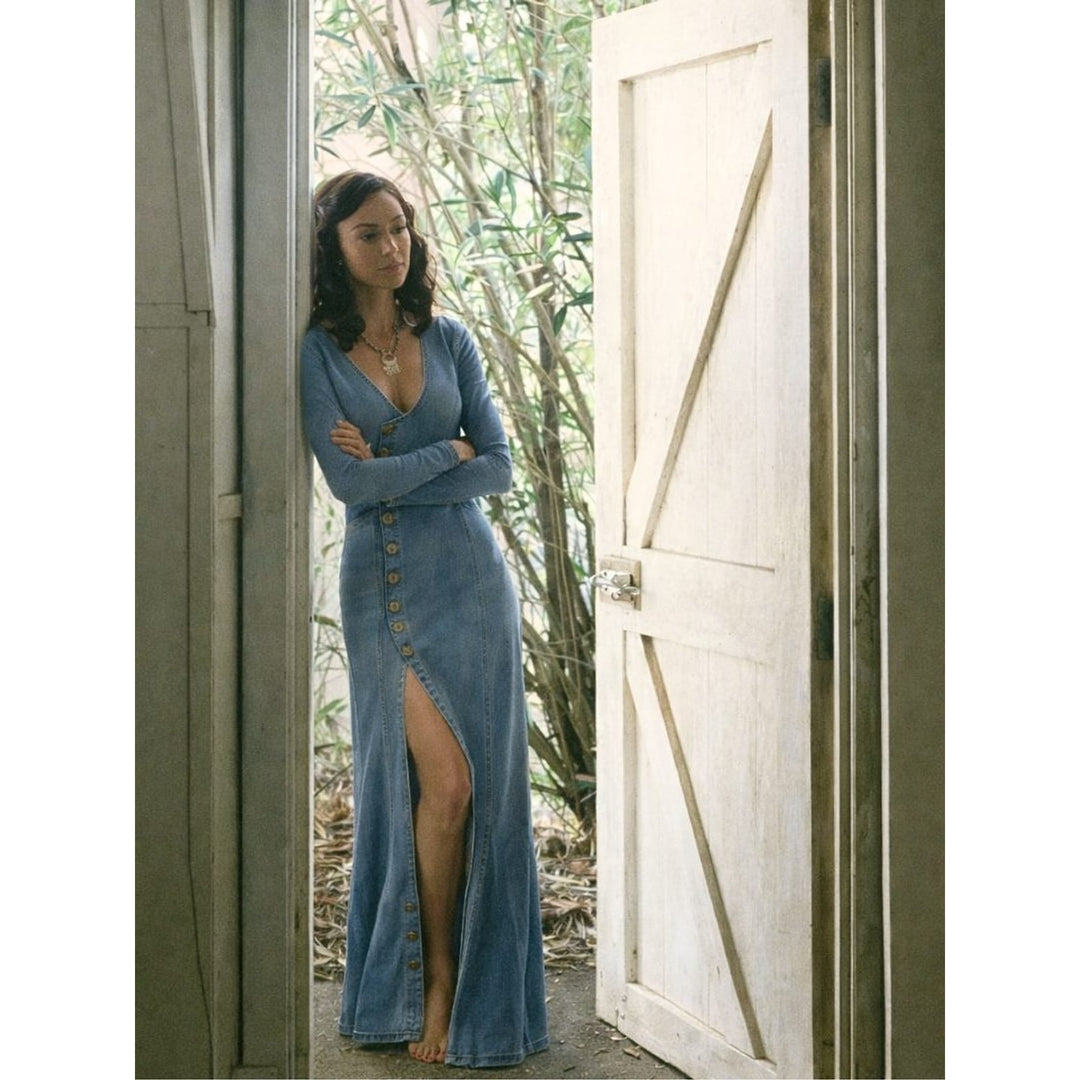 Women's Denim Shirt Dress, worn view
