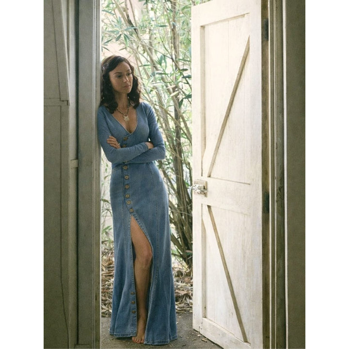 Women's Denim Shirt Dress, worn view
