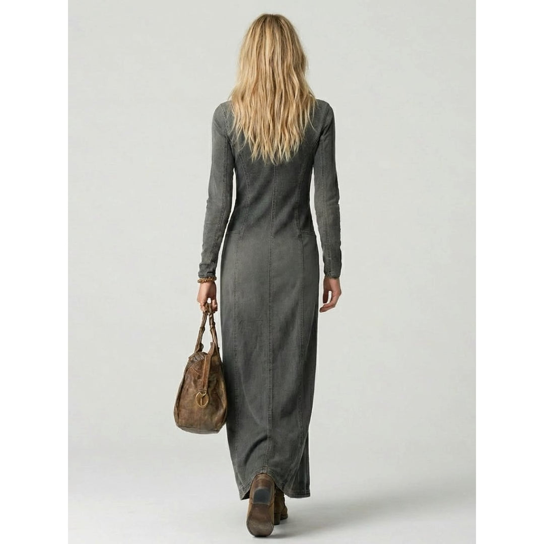 Women's Denim Shirt Dress, back view 2