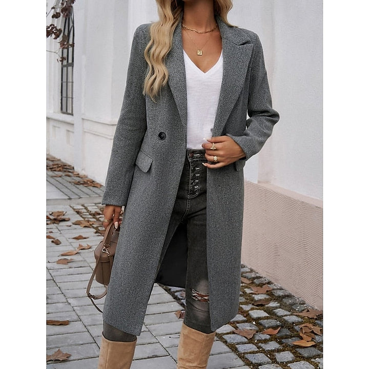 Women's Tailored Longline Coat in Dark Gray, front view