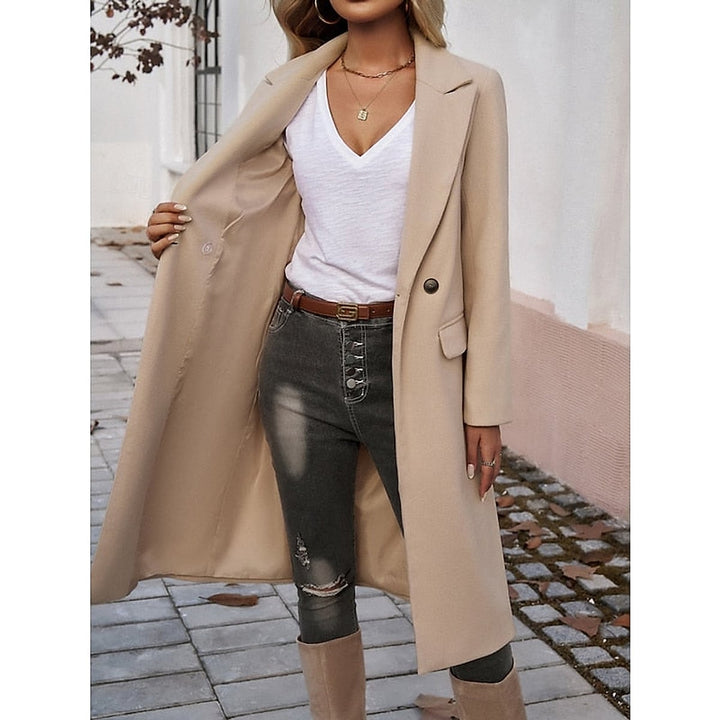 Women's Tailored Longline Coat in Peach, front view