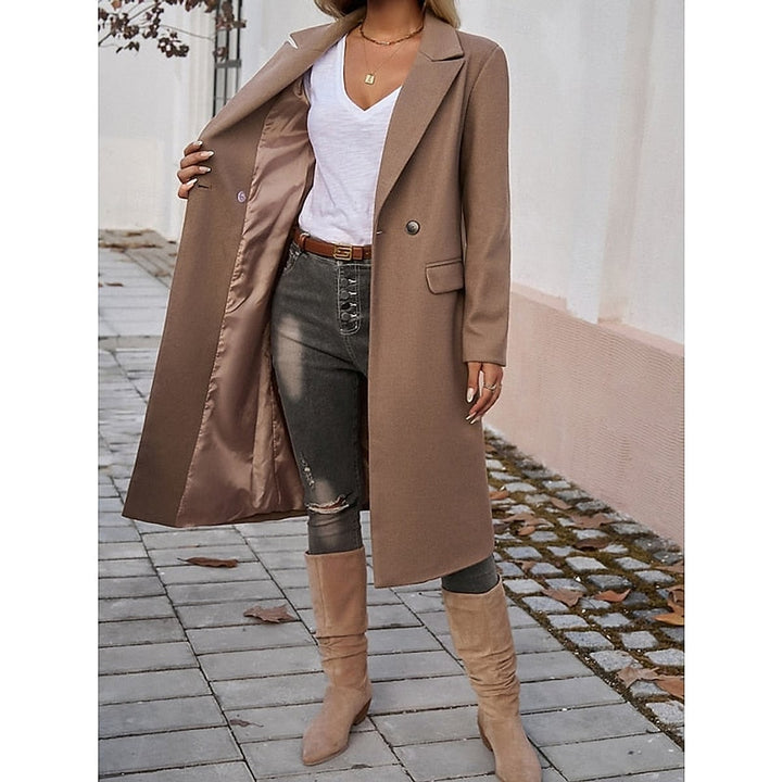 Women's Tailored Longline Coat in Brown, front view