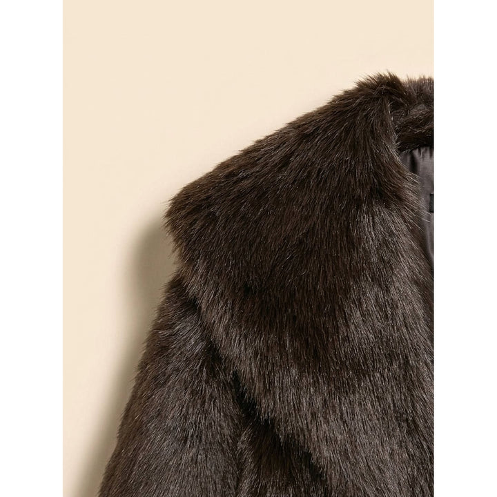 Women's Belted Faux Fur Coat, detail view