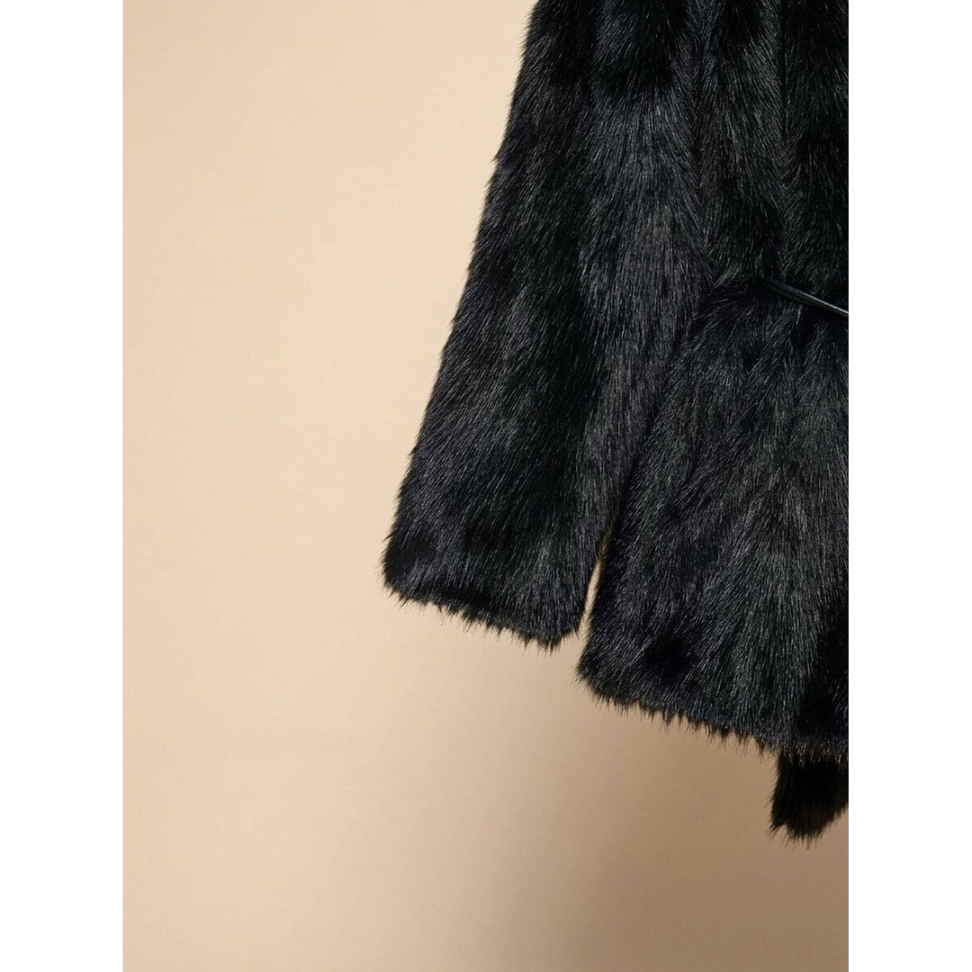 Women's Belted Faux Fur Coat, detail view 2