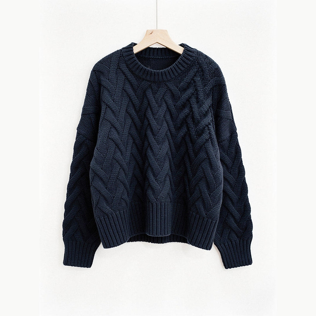 Women's Cropped Cable Knit Sweater, front view