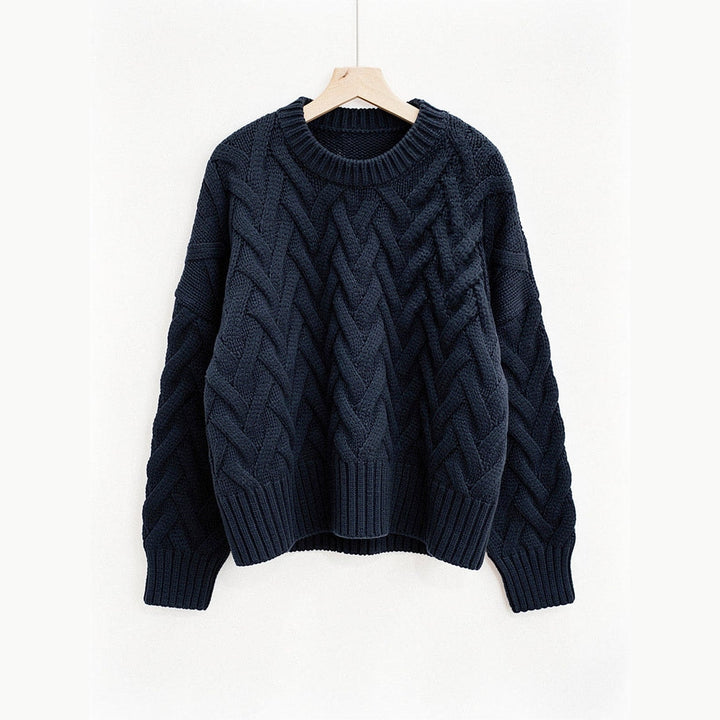Women's Cropped Cable Knit Sweater, front view