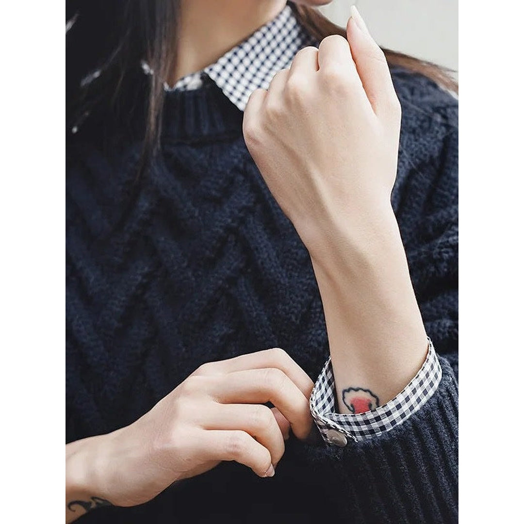 Women's Cropped Cable Knit Sweater, detail view 2
