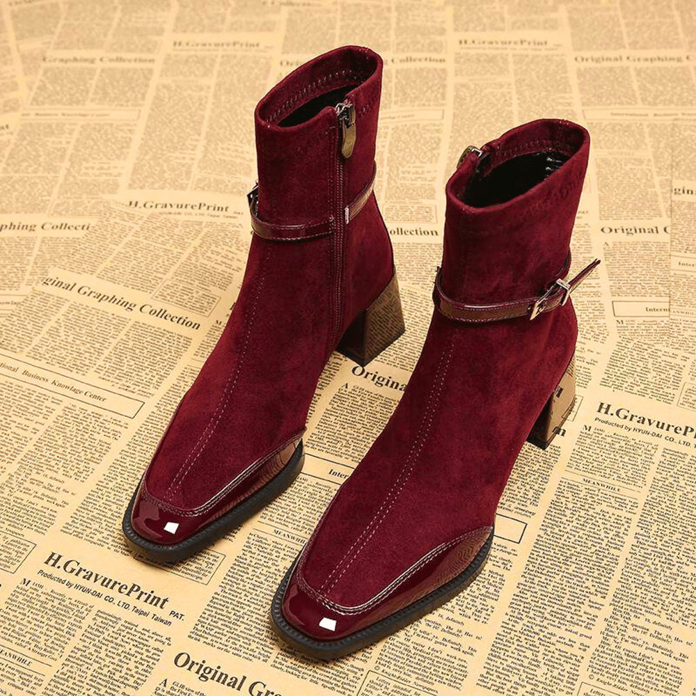 Women's Square Toe Ankle Boots, front view