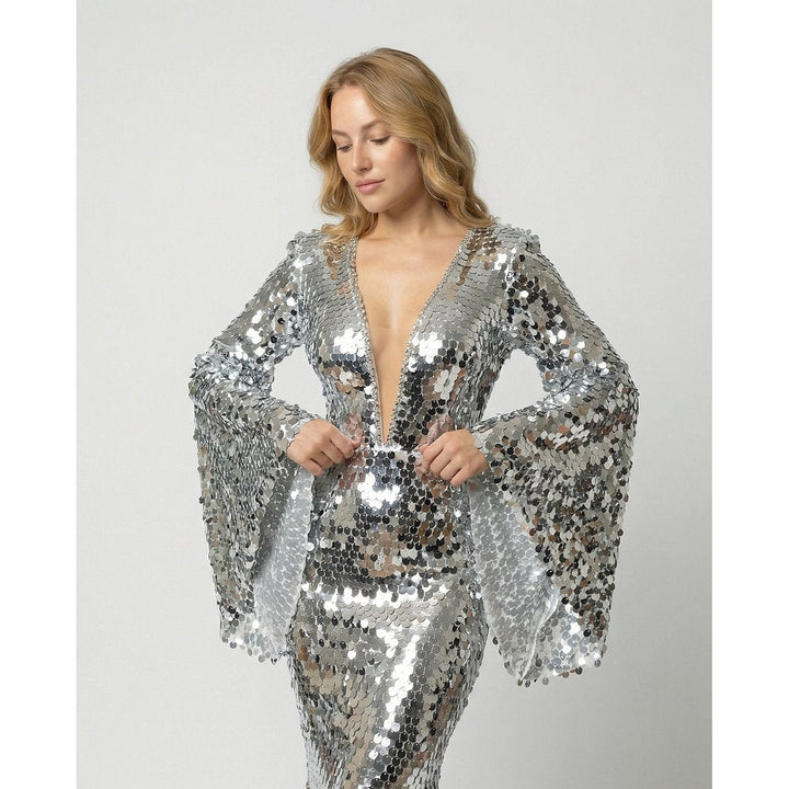 Women's Sparkly Dress in Silver, front view