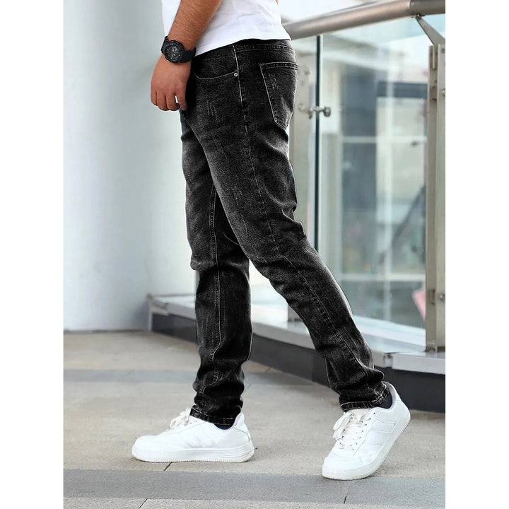 Men's Slim Fit Tapered Jeans in Black, side view