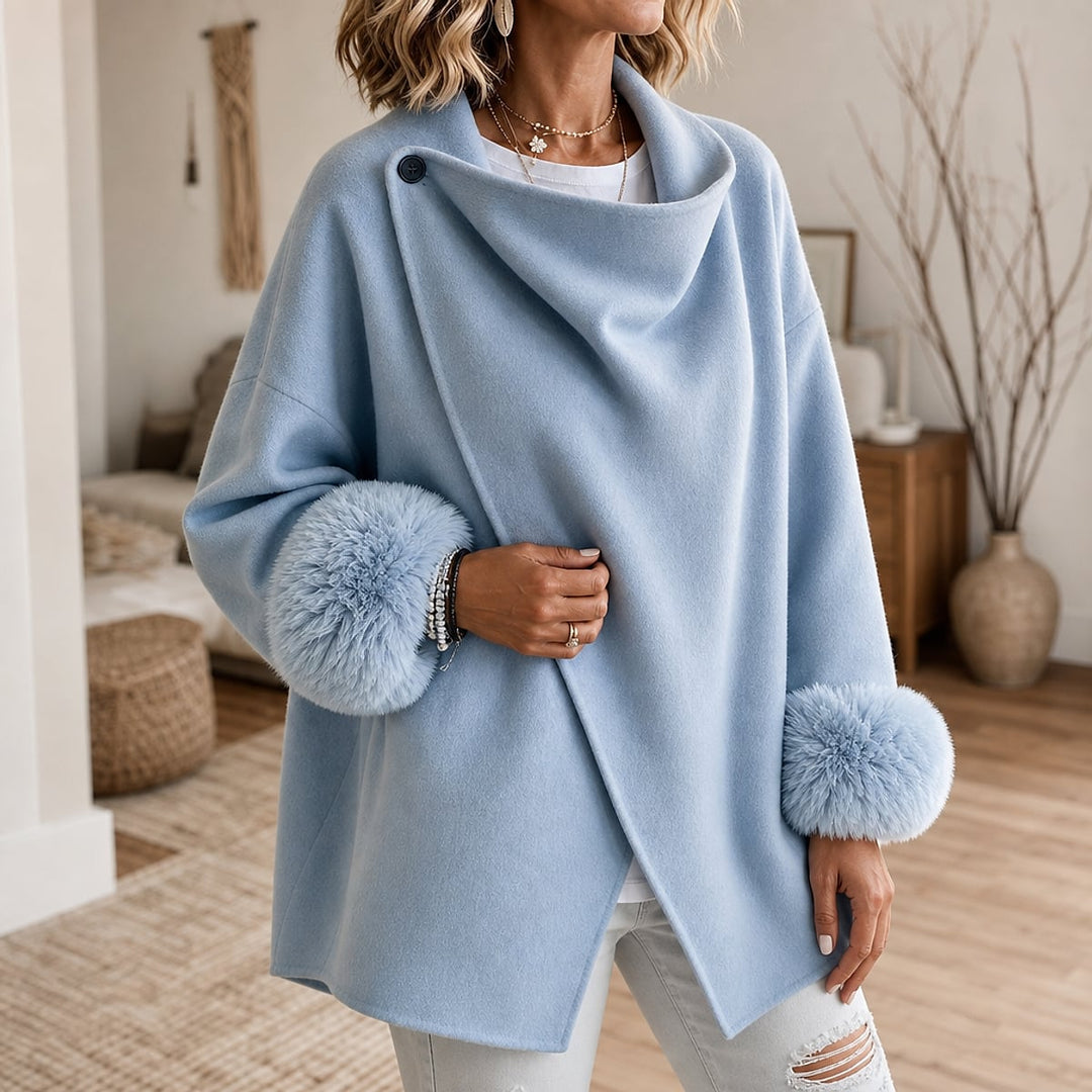 Women's Wrap Jacket in Blue, front view
