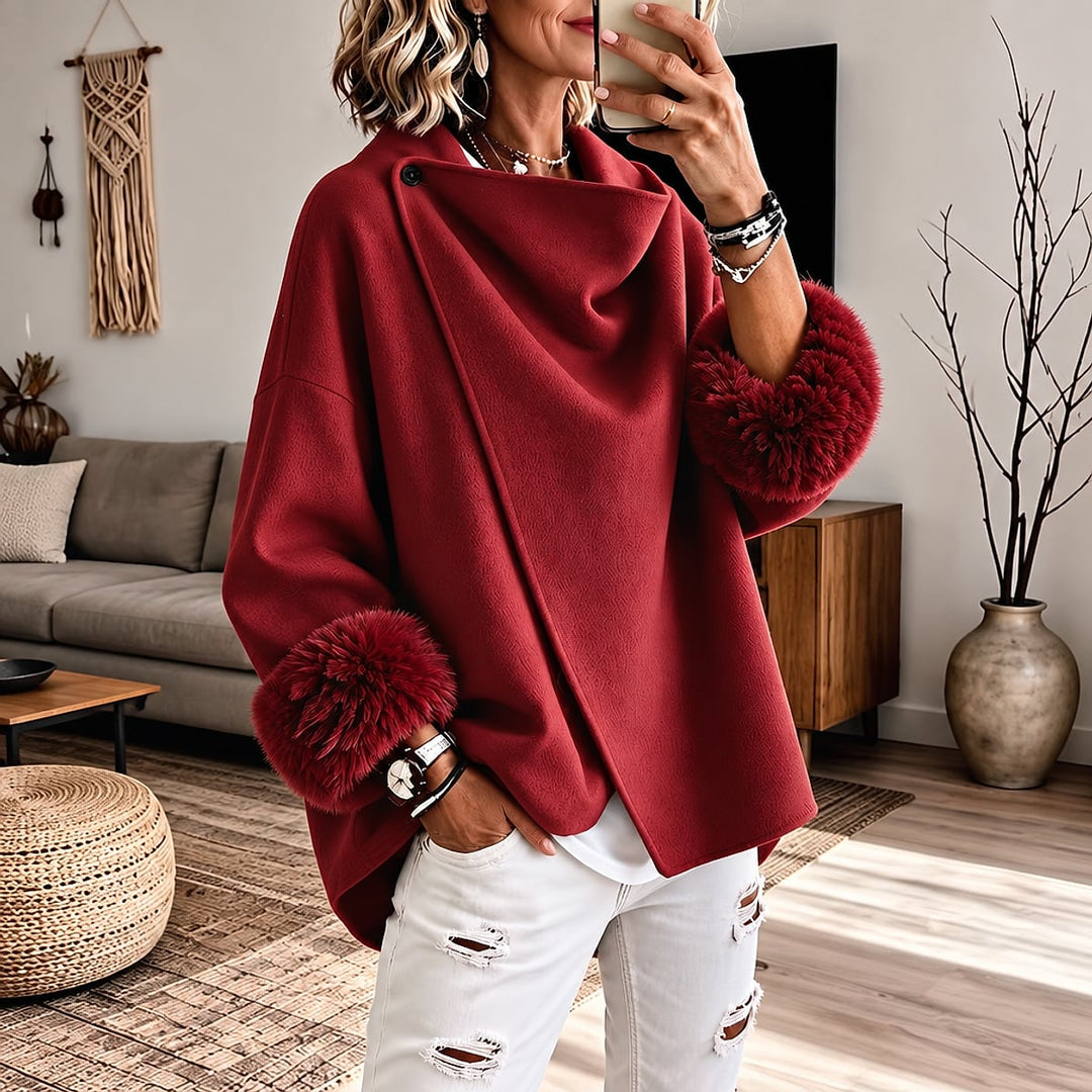 Women's Wrap Jacket in Burgundy, front view