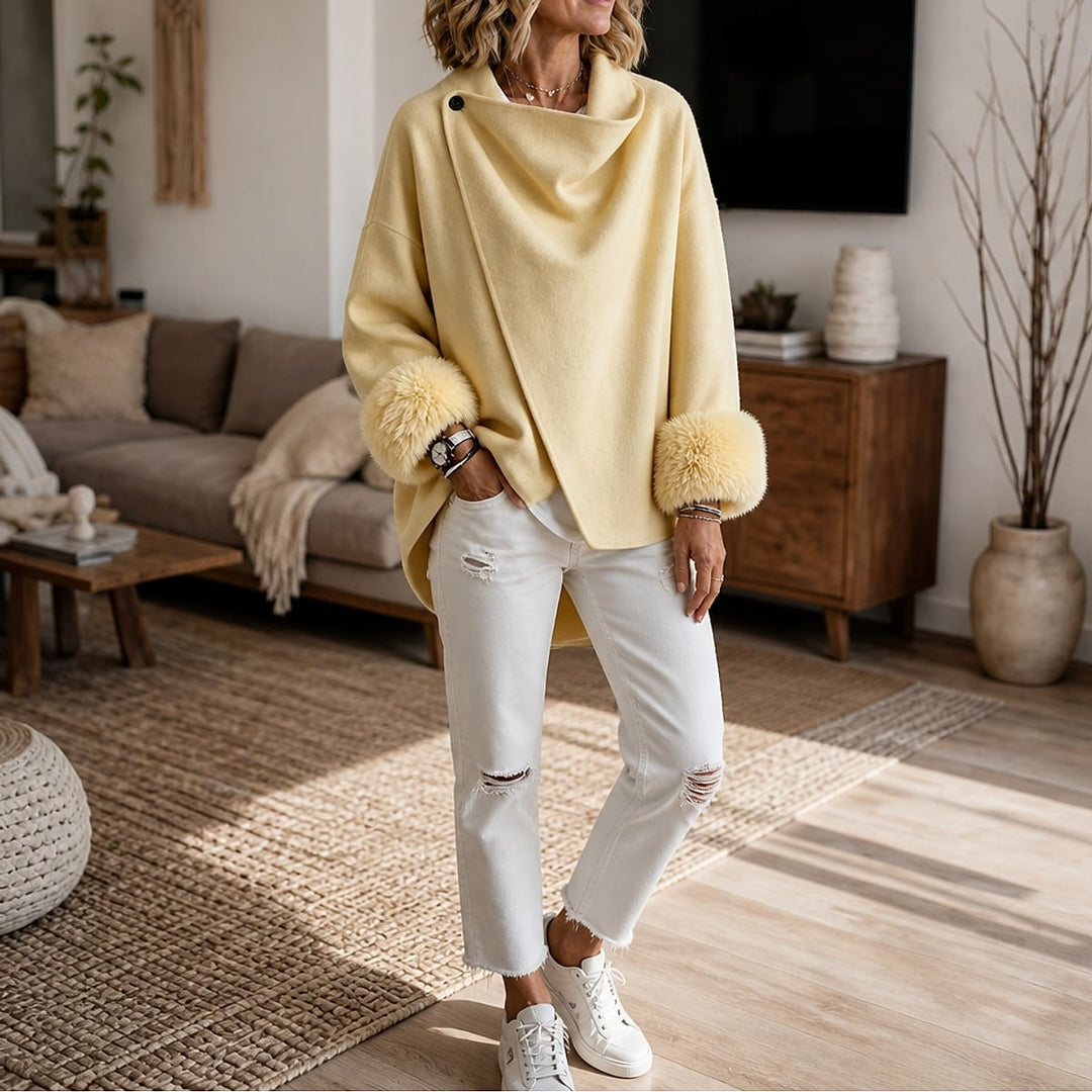 Women's Wrap Jacket in Cream, front view