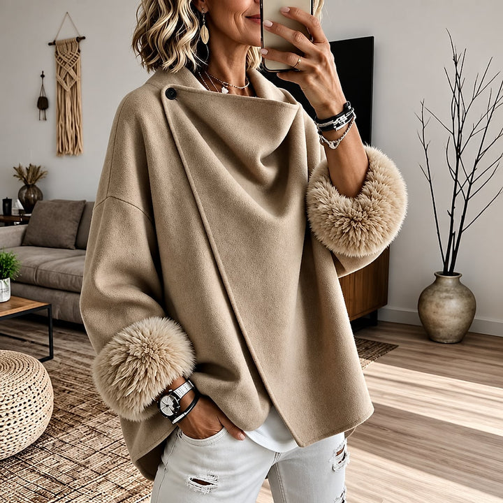Women's Wrap Jacket in Camel, front view