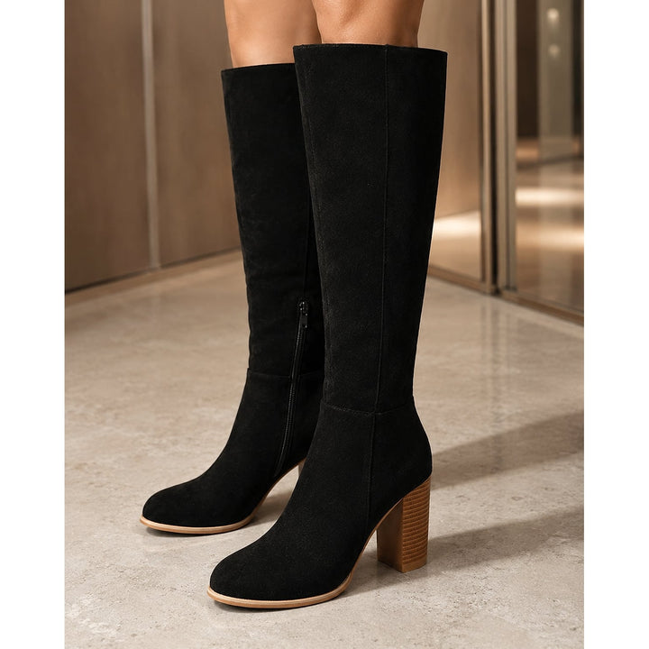 Women's Block Heel Knee High Boots, front view 2