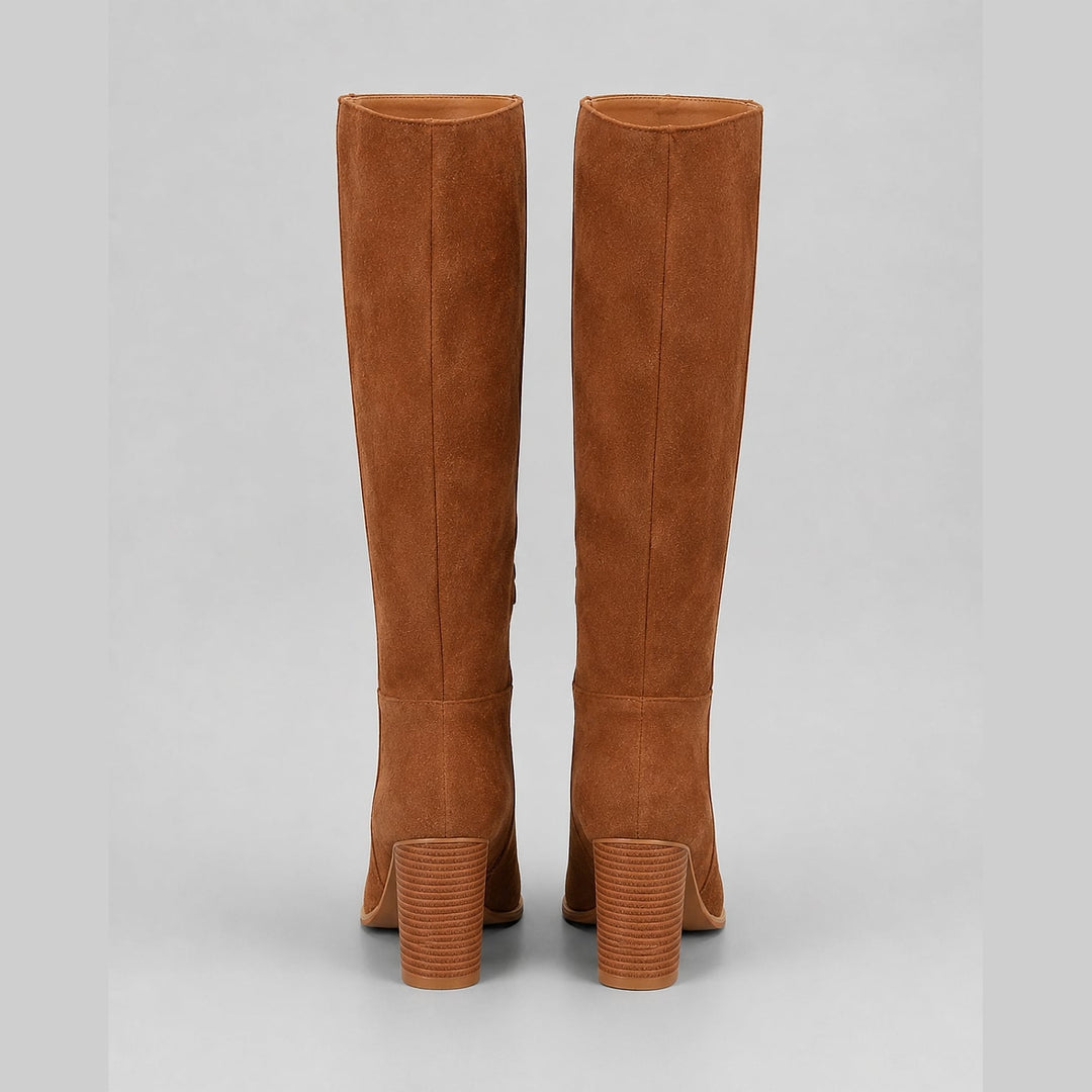 Women's Block Heel Knee High Boots, back view