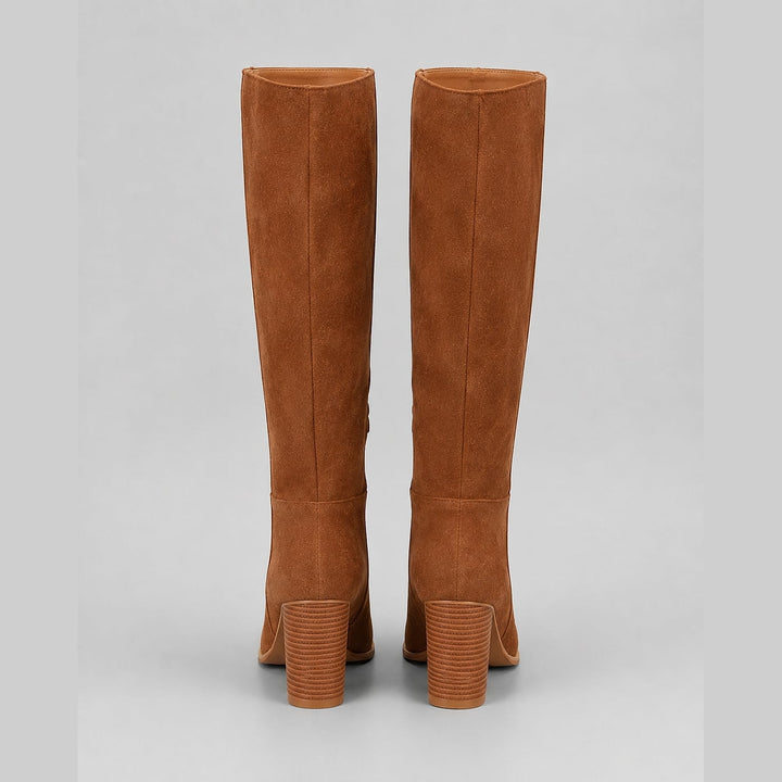 Women's Block Heel Knee High Boots, back view