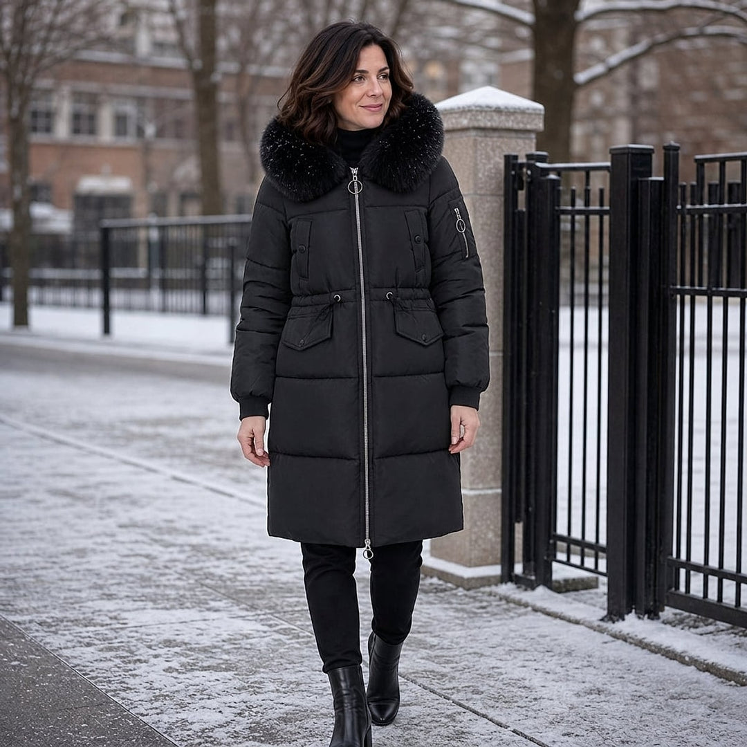 Women's Mid Length Padded Coat, detail view