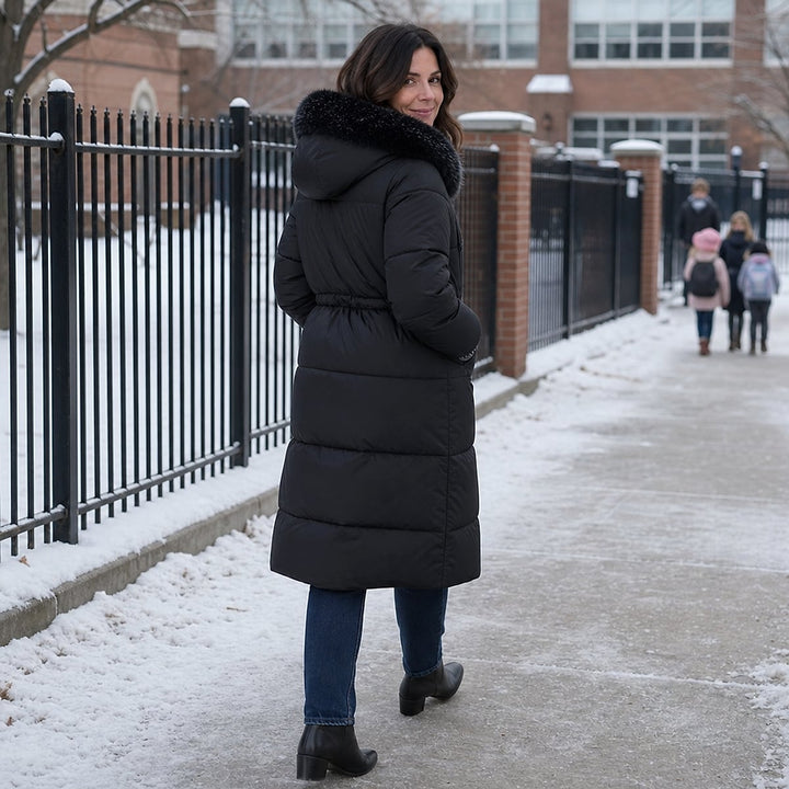 Women's Mid Length Padded Coat, detail view 3