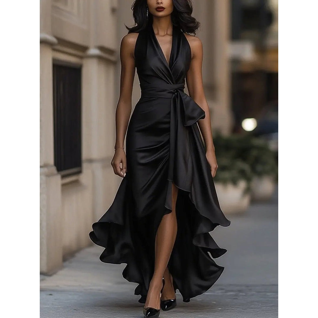 Women's Cocktail Dress in Black, front view