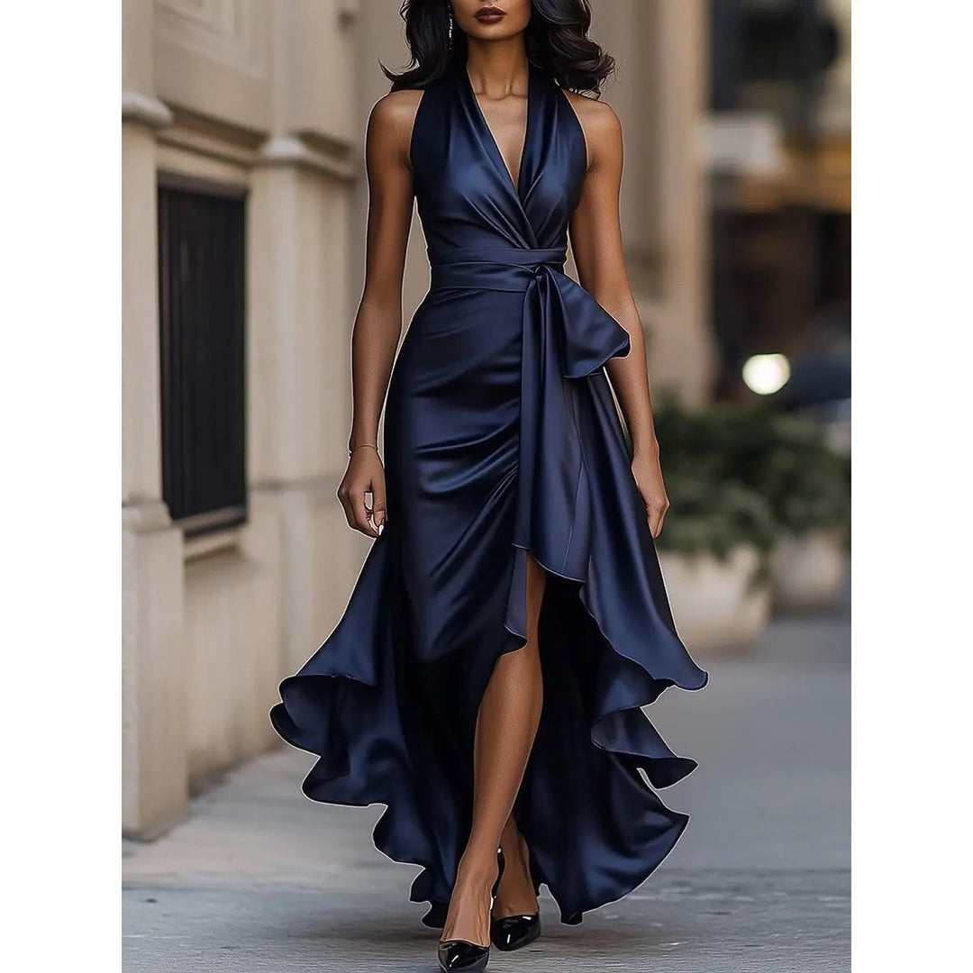 Women's Cocktail Dress in Navy, front view