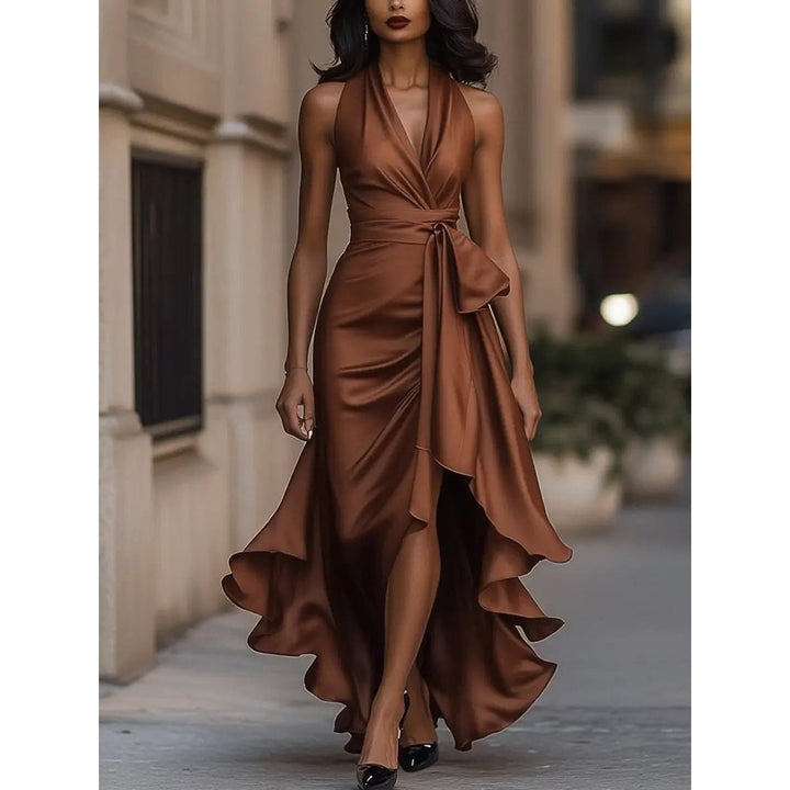 Women's Cocktail Dress in Brown, front view
