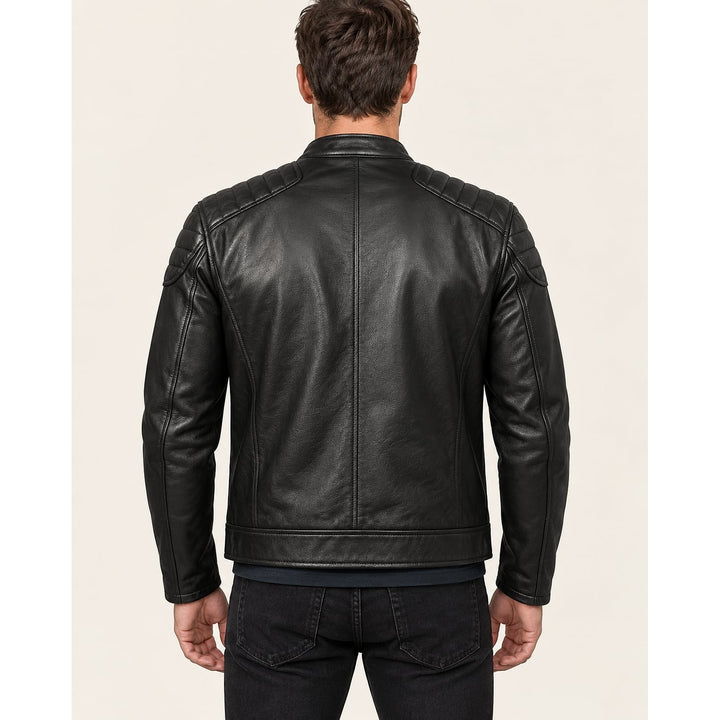 Men's Faux Leather Jacket, back view